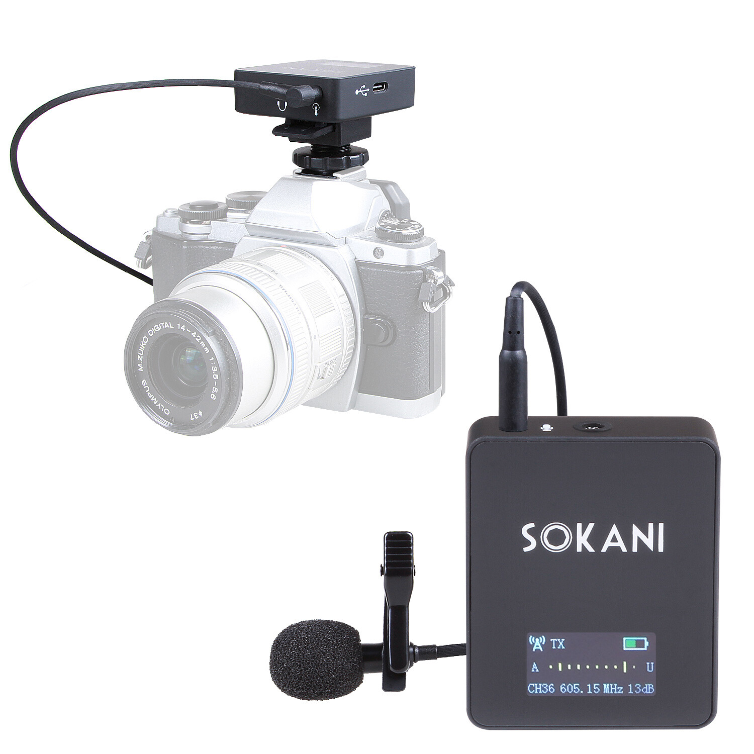 Wireless Lavalier Microphone System Lapel Lav Mic for DSLR Android Smartphone
