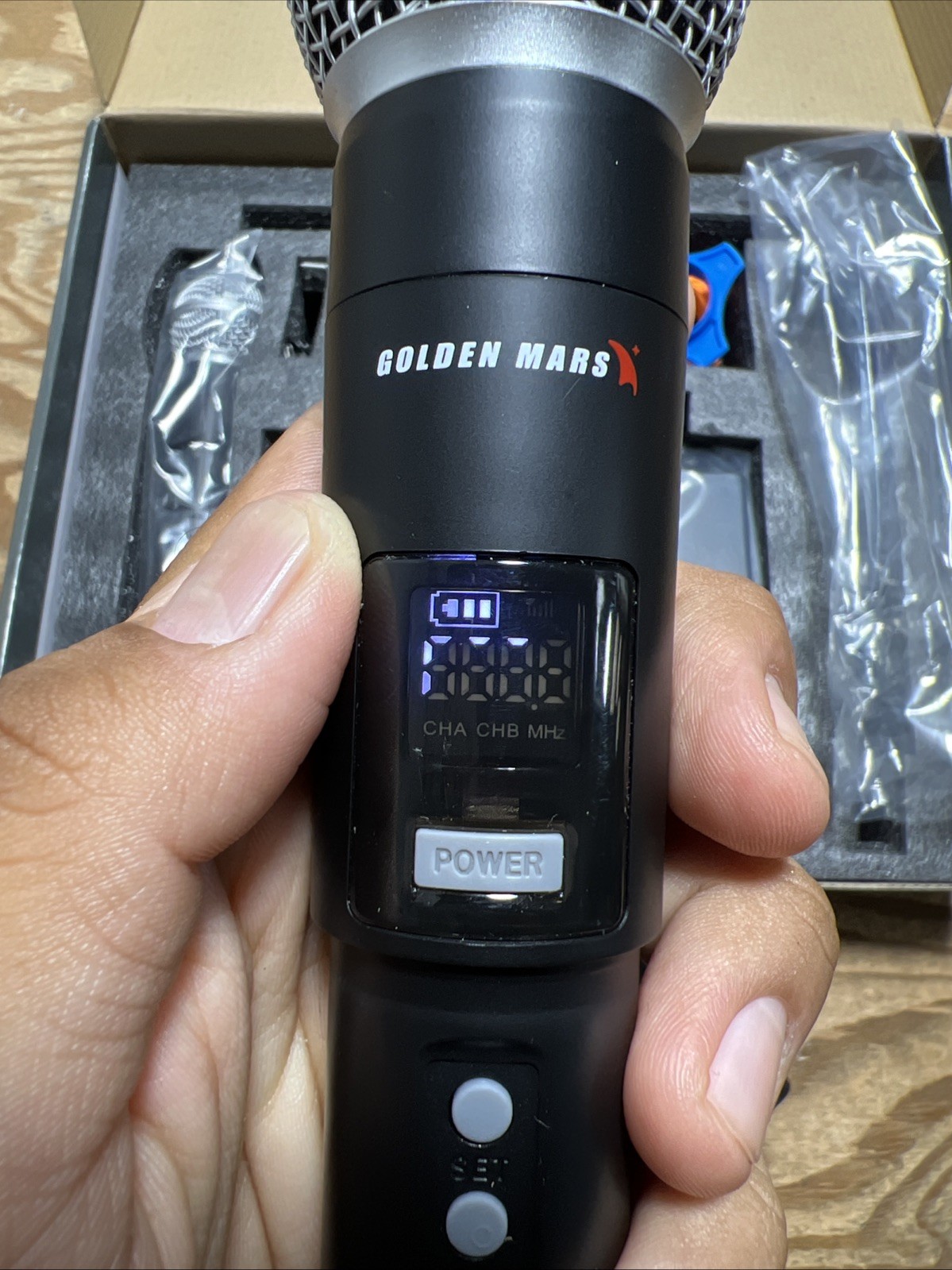 GOLDEN MARS Wireless Microphone System 2.4GHz Rechargeable 300ft Range Karaoke