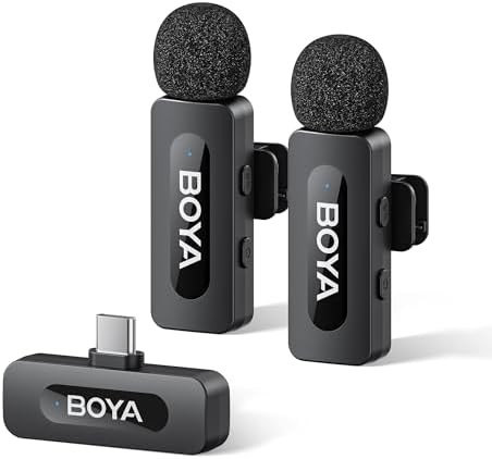 BOYA BY-V20 Wireless Microphones for iPhone 17/16/15 & Android/Laptop | Noise Ca