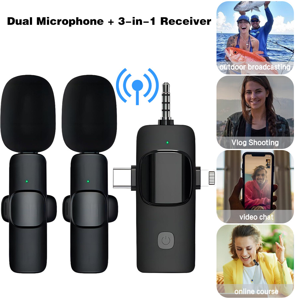 Lavalier Wireless Microphone Audio Video Recording Mini Mic For Android/iphone