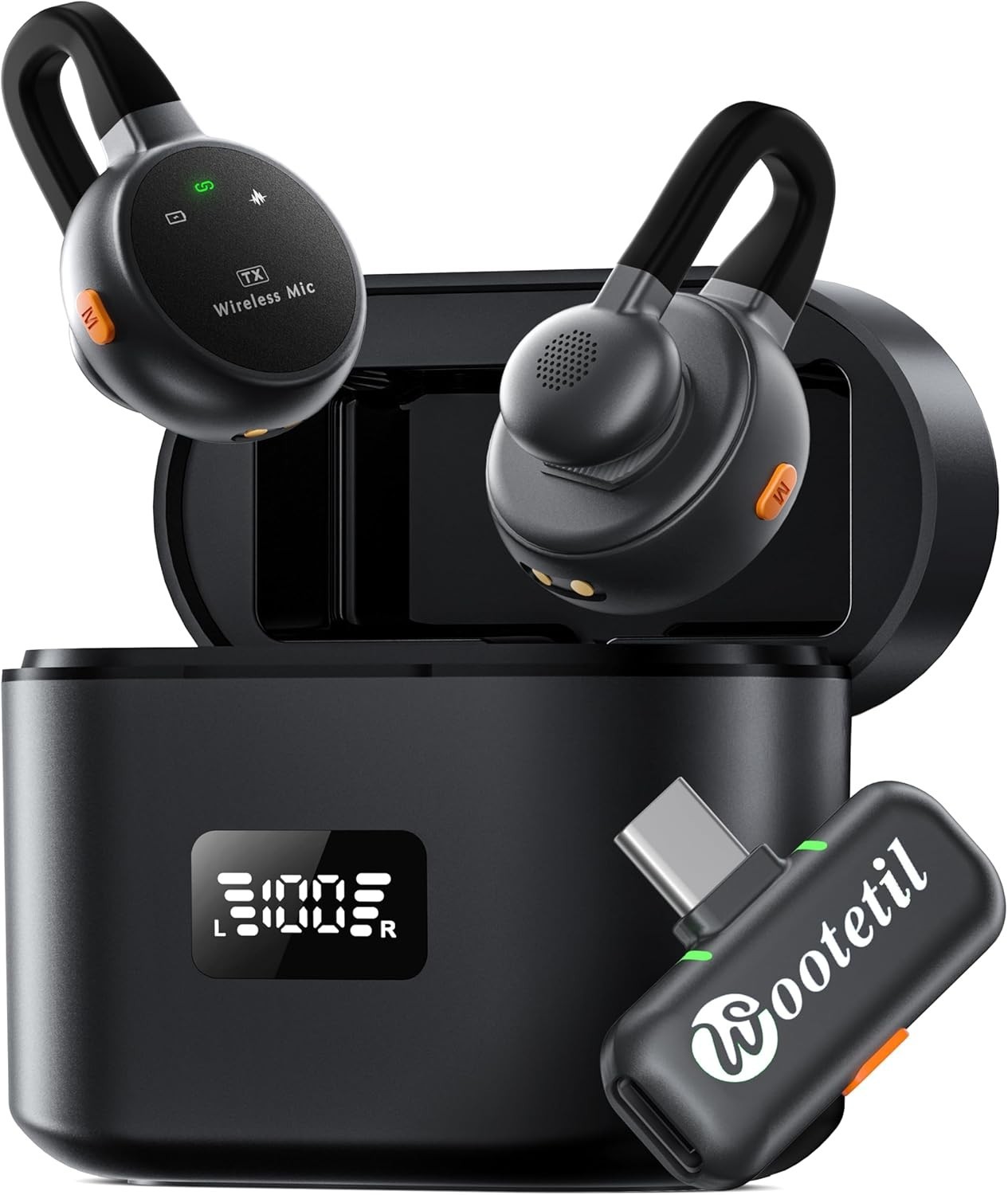 Wireless Lavalier Microphone with USB-C Charging Case – 30H Battery & Noise C…
