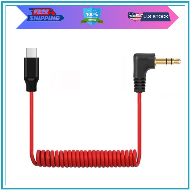 USB-C 3.5mm TRS Mic Cable for External Microphones, Works with iPhone & Android