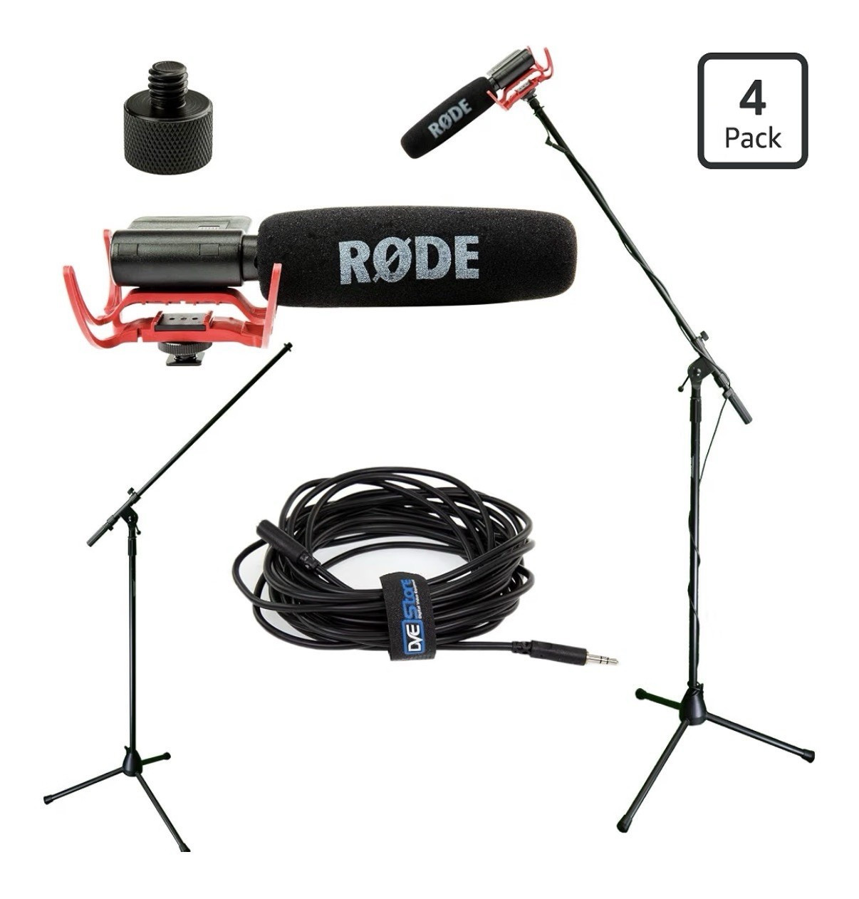 Rode VideoMic Shotgun Mic Shock Mount Hot/Cold Shoe 3.5mm+Boom Adapter