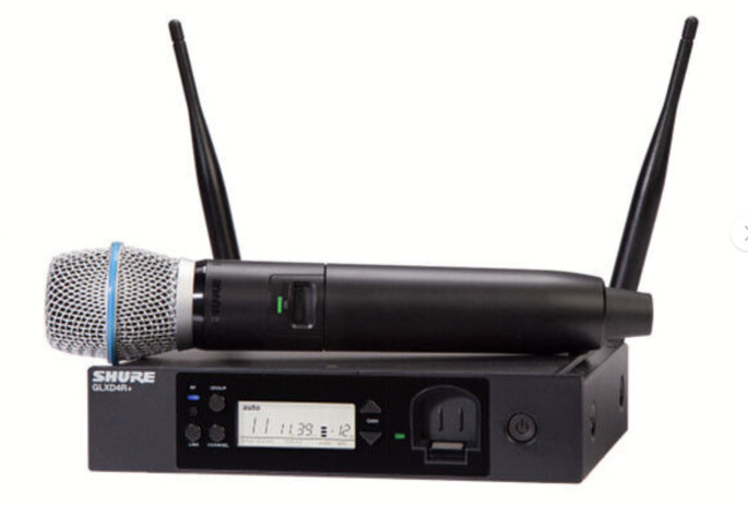 Shure GLXD4R Wireless System w/ GLXD2/SM58 Handheld Mic 2.4GHz Rack Receiver