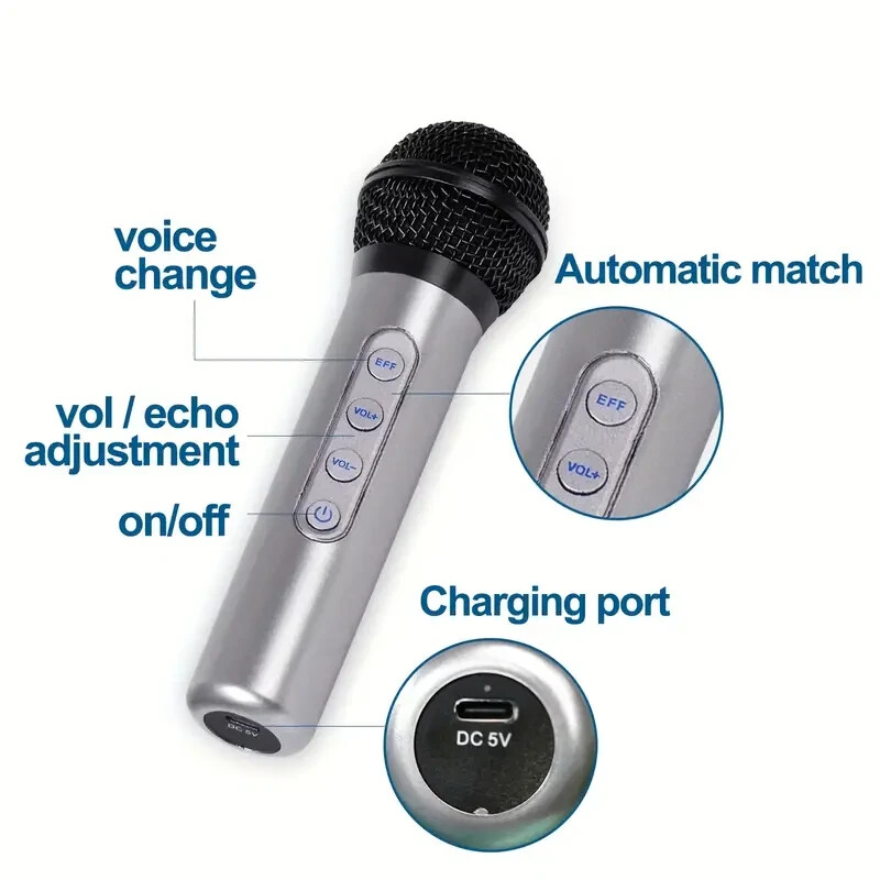【NEW】HEIKUDING 2 WIRELESS MICROPHONES, PLUG & PLAY W/ ADJUSTABLE VOLUME & ECHO..