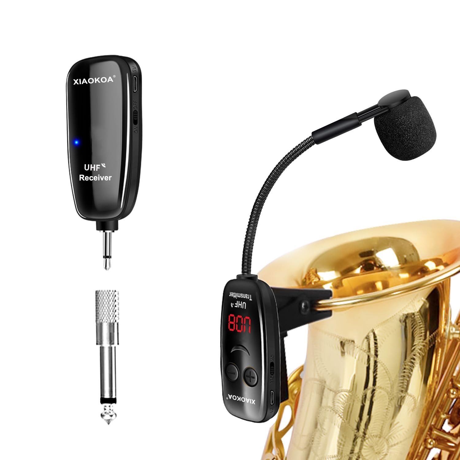 XIAOKOA UHF Wireless Instruments Microphone,Saxophone Microphone,Wireless Receiv