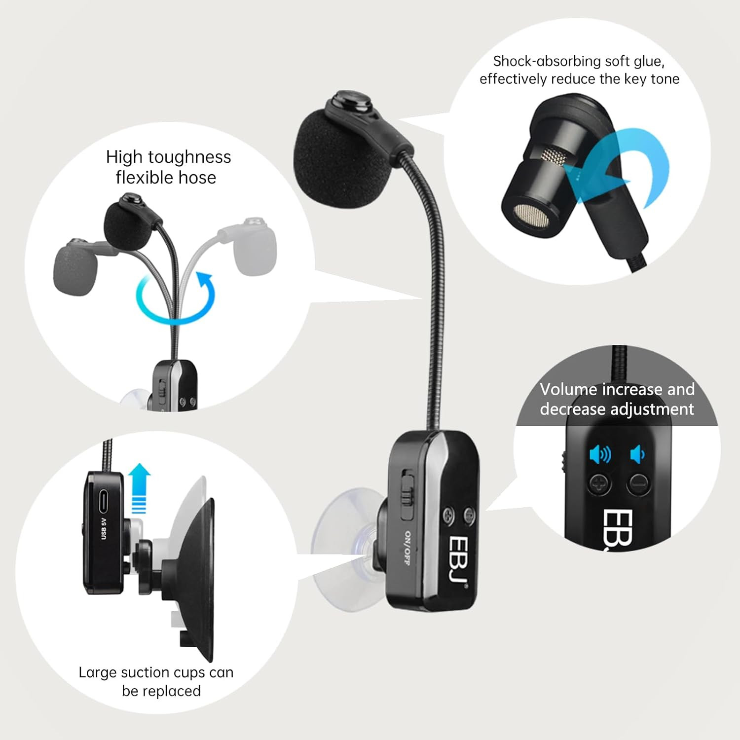 2.4G Instrument Microphone Receiver with Detachable Suction Cup for Guitar Violi