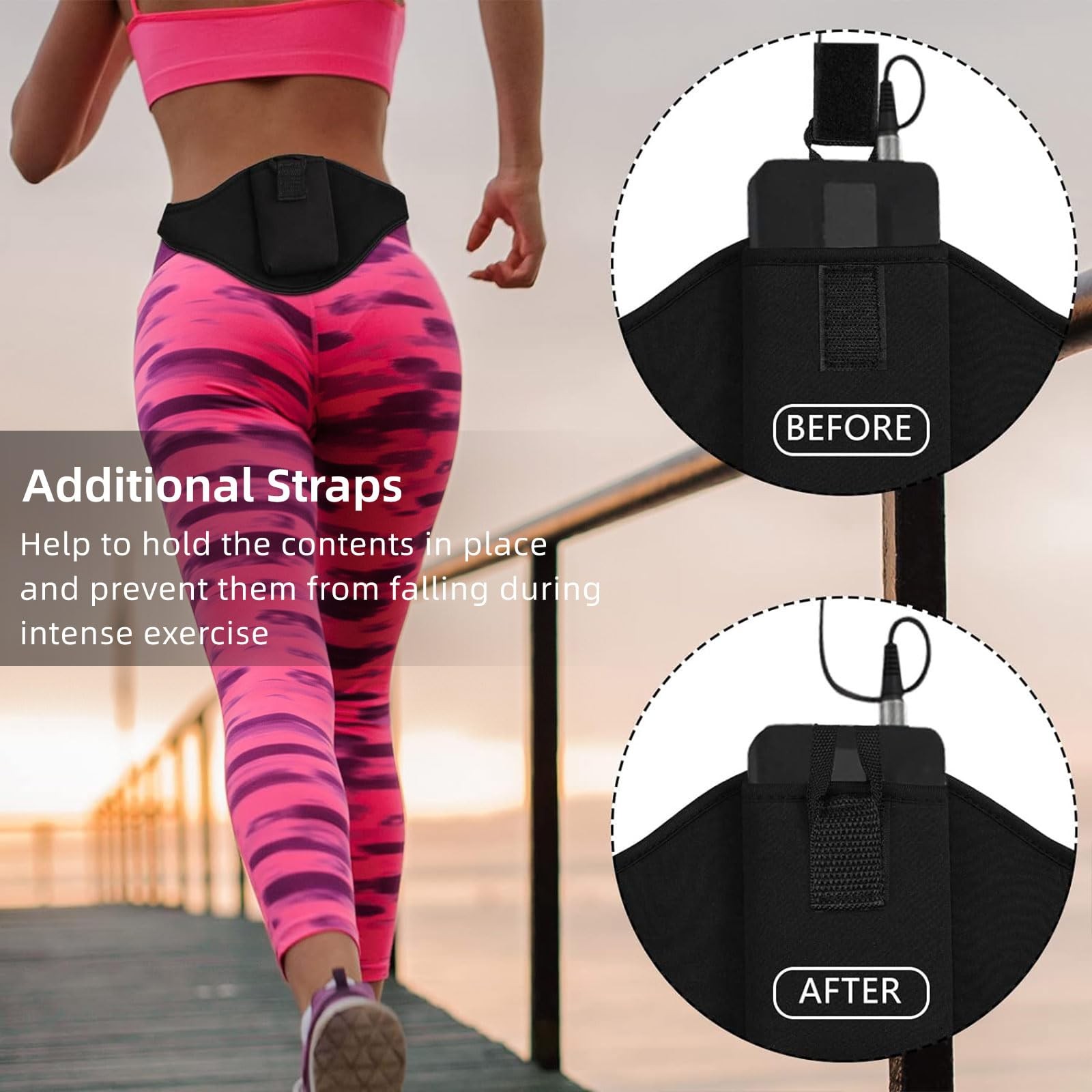 Microphone Belt for Fitness Instructor Mic Holder Waistband Bag Black 1 Pack