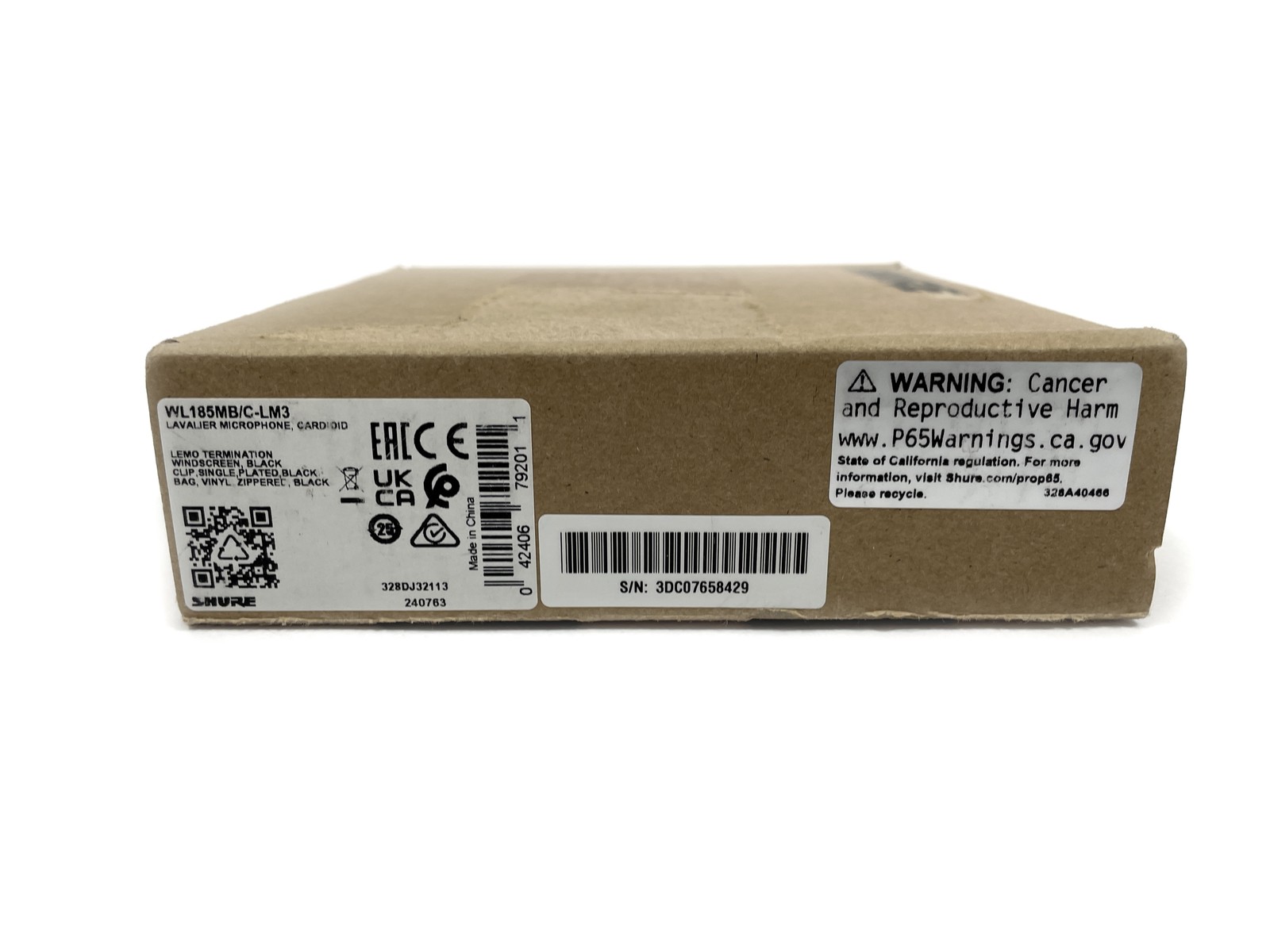 NEW OPEN-BOX Shure WL185MB/L-LM3 Cardioid Lavalier Mic w/ Soft Case