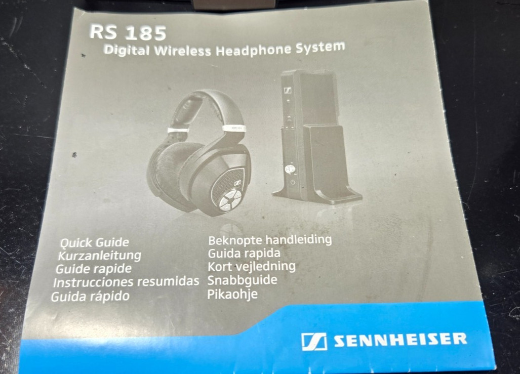 Sennheiser RS 185 Wireless Transmitter Stand / Charger Headphones Tested Working