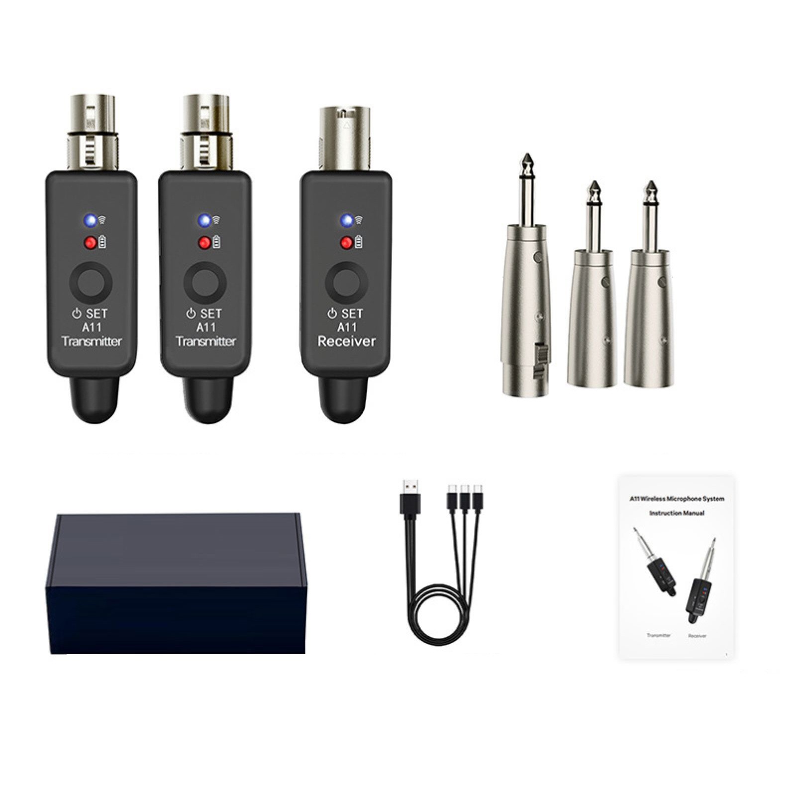 1set Professional Microphone Transmitter&Receiver 24-bit/48kHz UHF XLR Adapter