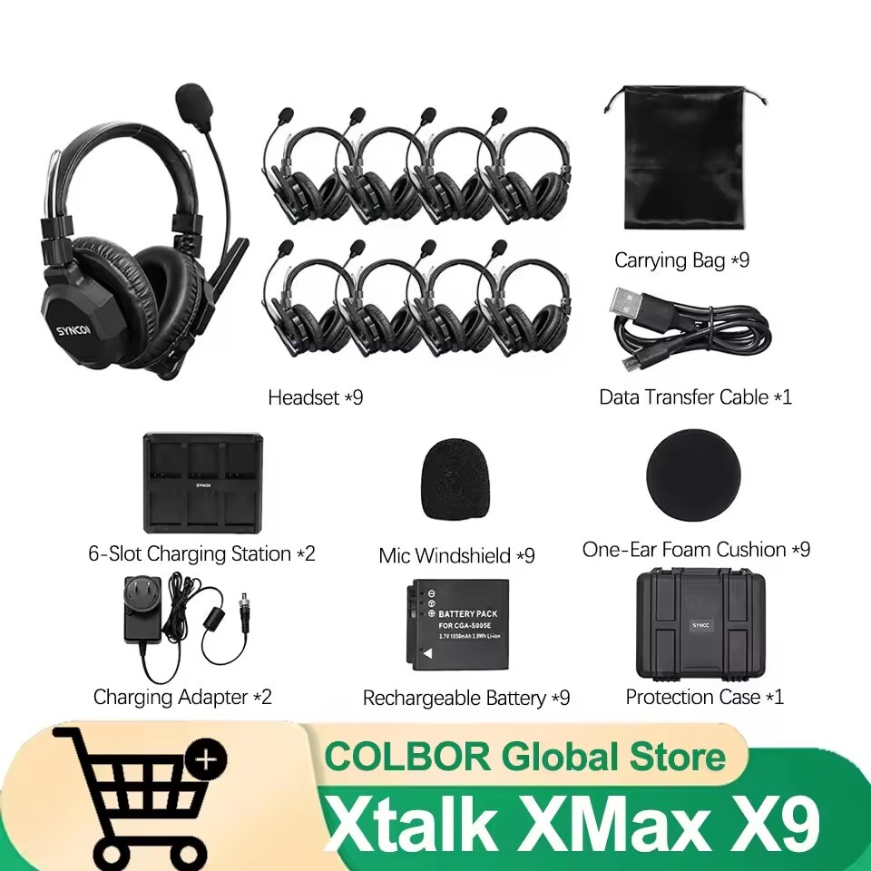 SYNCO XTalk XMax X9 2.4G Full-Duplex Wireless Intercom Headset System 500 Meters