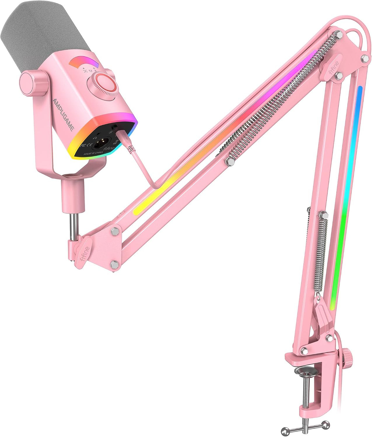 XLR/USB Gaming Microphone Kit with Boom Arm Stand, RGB Streaming Mic for Compute
