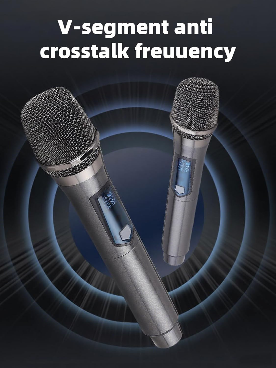 Wireless Microphone, Rechargeable Fixed Frequency Wireless Dual Microphone,Handh