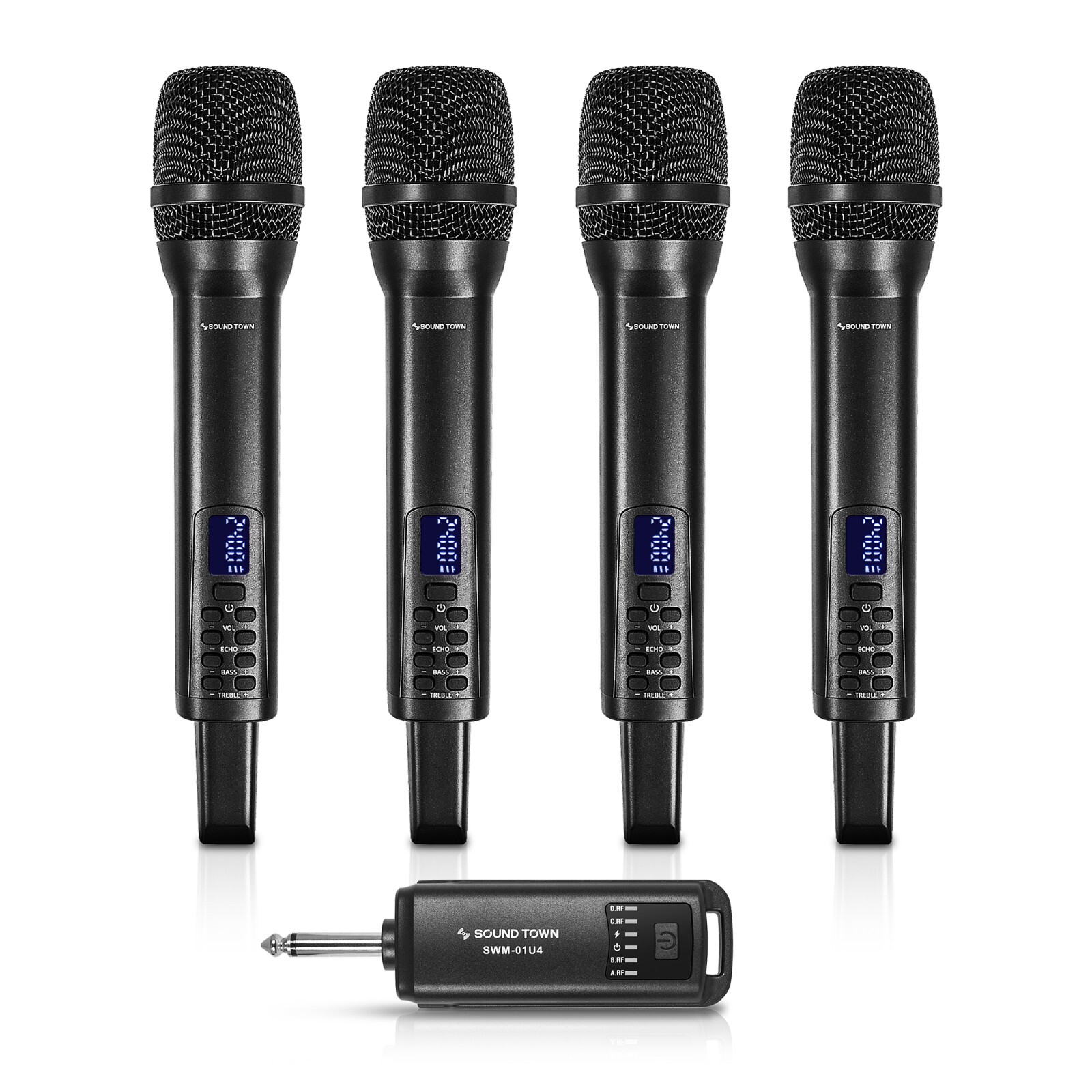 Sound Town 2.4G Hz Wireless Microphone System with 4 Handheld Mic (SWM-01U4)