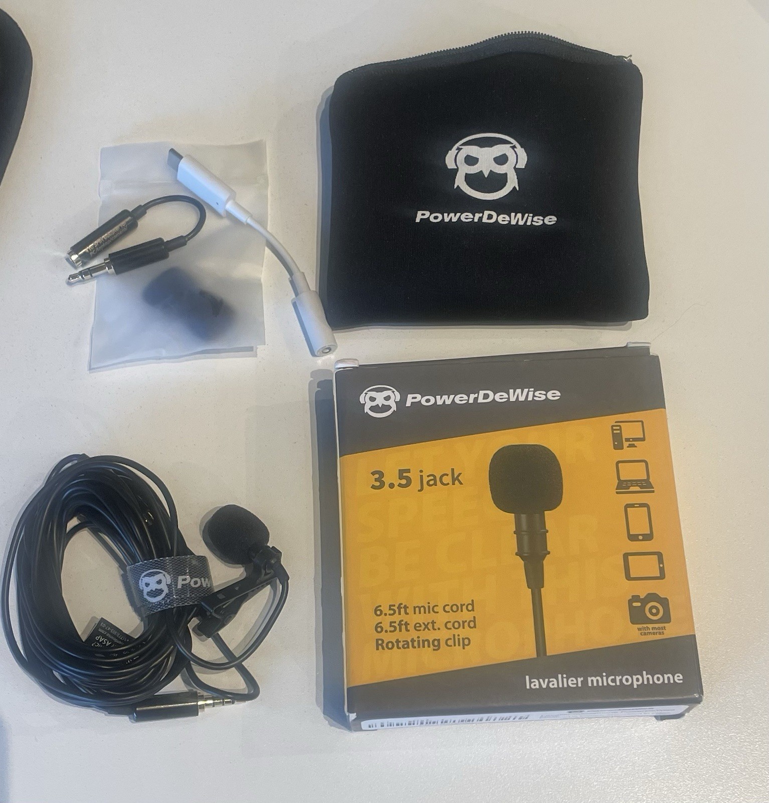 PowerDeWise 3.5 mm Jack Lavalier Microphone For Recording with 6.5 Ft Ext. Cord