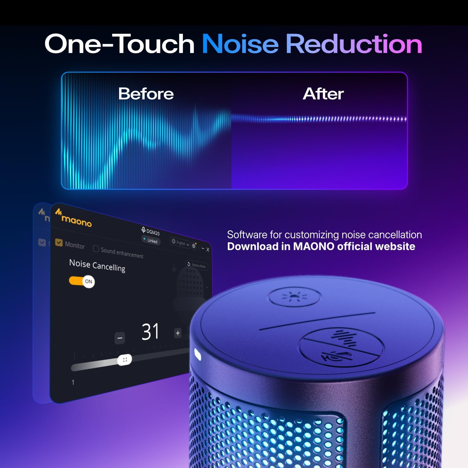 USB Gaming Microphone for PC, Noise Cancellation Condenser Mic with Mute, Gai…