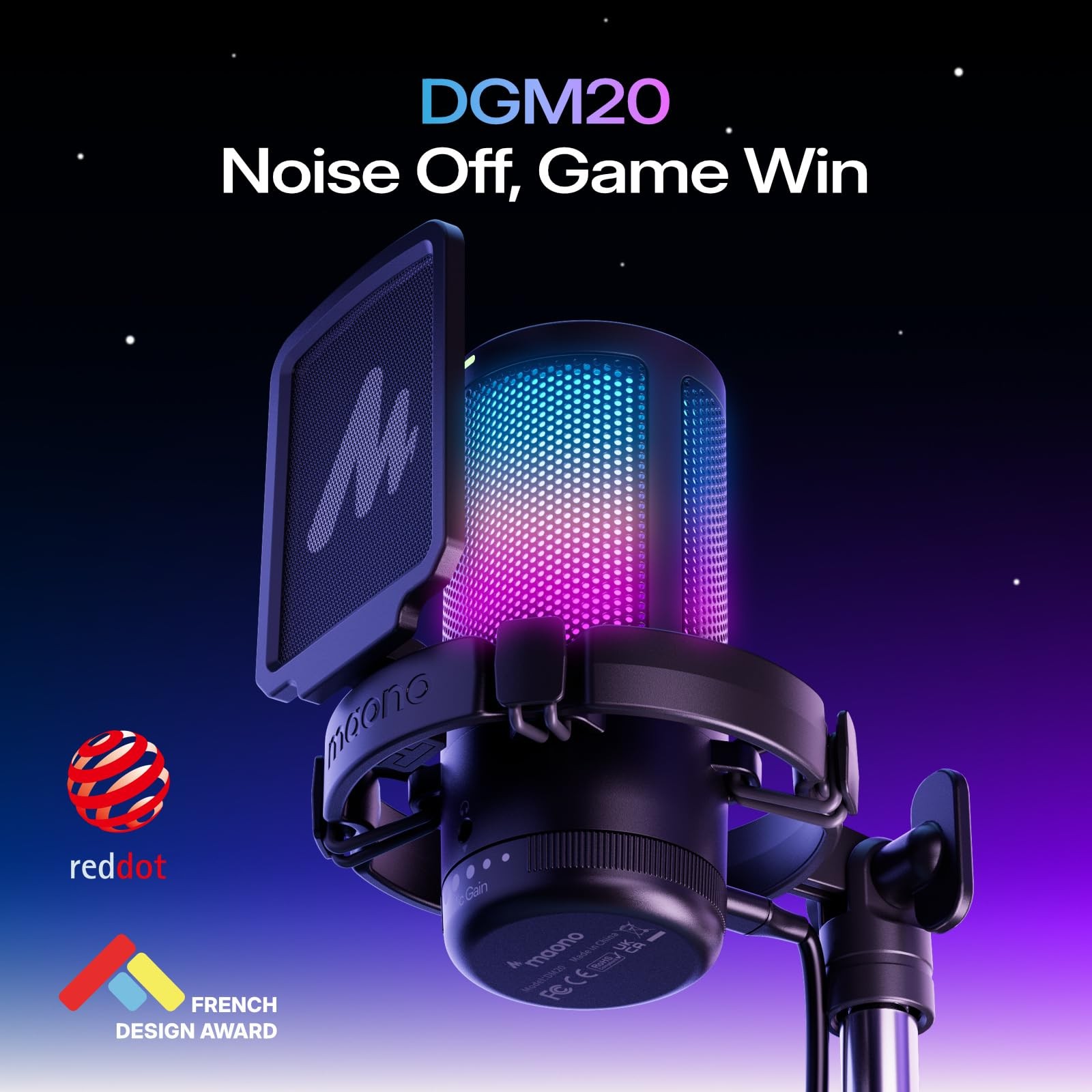 USB Gaming Microphone for PC, Noise Cancellation Condenser Mic with Mute, Gai…
