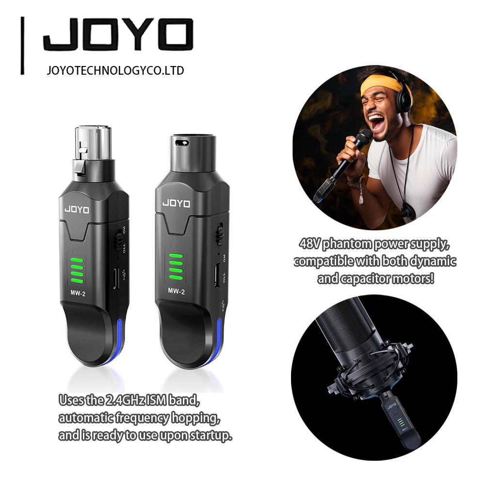 JOYO Wireless Microphone System 4-Channel XLR Transmitter Receiver Dynamic (OP)