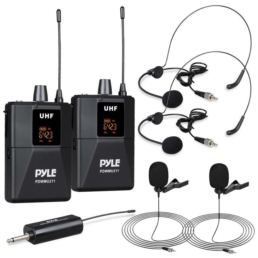 Pyle Dual Wireless Headset Mic Kit, Lavalier PDWMU211