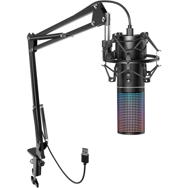 USB Gaming Microphone Set Dynamic PC Mic for Streaming Podcasting Compute Adjust