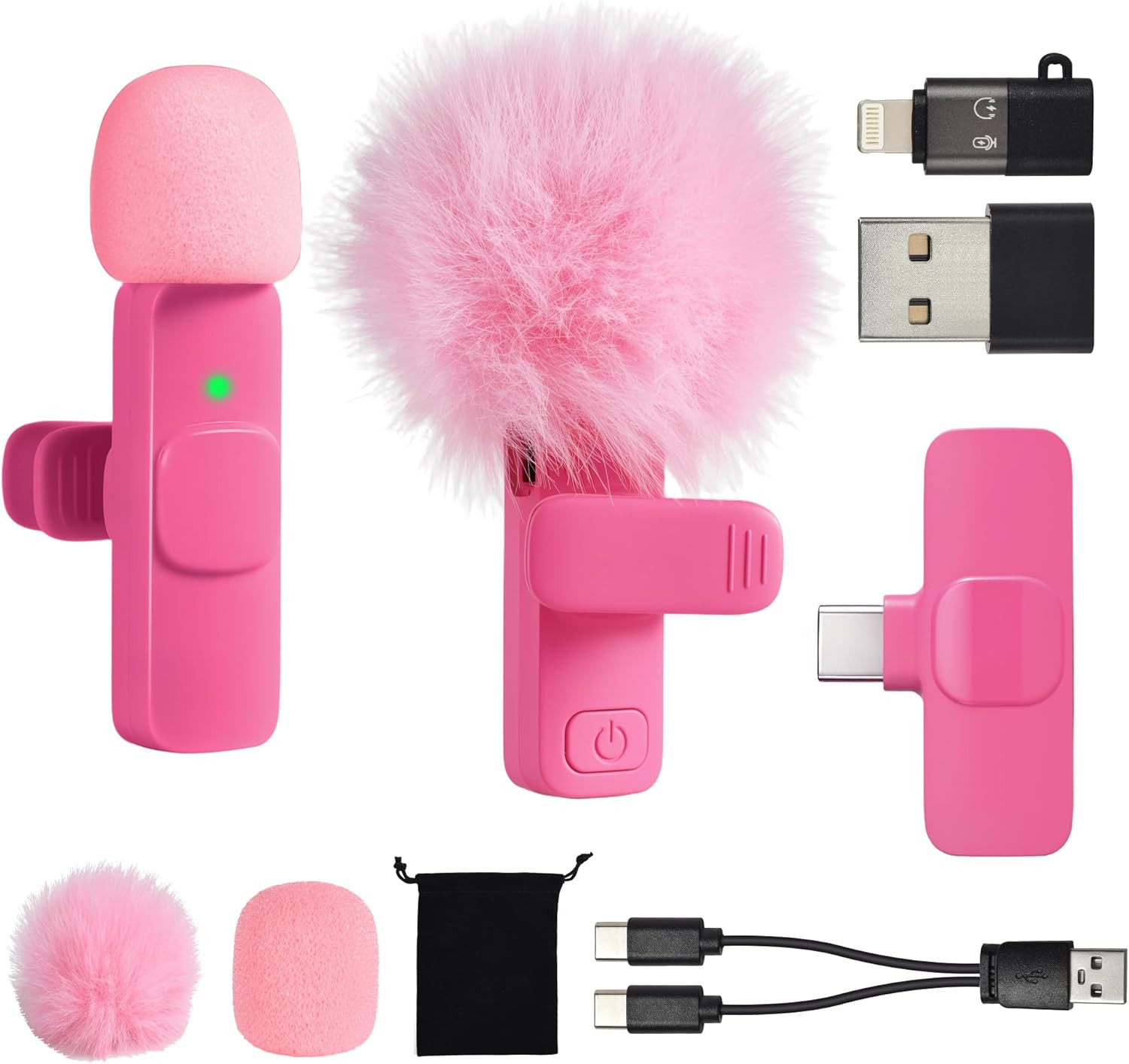 Mini Hot Pink Microphone for Iphone Android Phone Tablet Ipad PC, Usb C