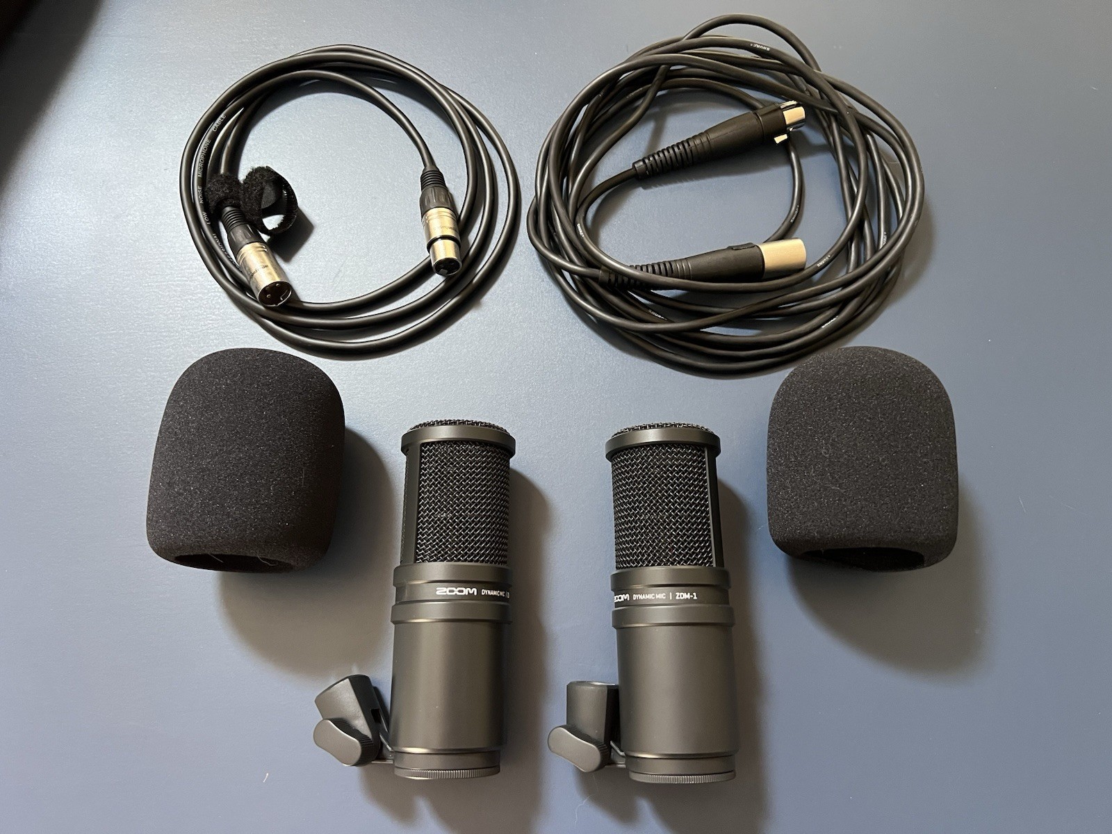 Lot of 2 Zoom ZDM-1 Dynamic Podcasting Broadcast Microphones with Cables