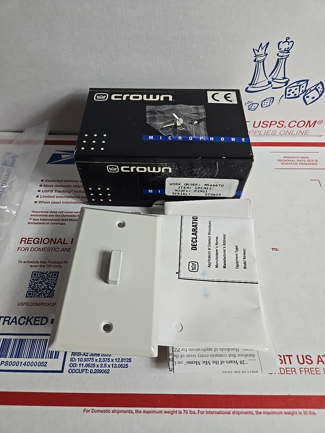 Crown PZM-11  Wall Plate Mountable Pressure Zone Microphone 11 Mic New in Box
