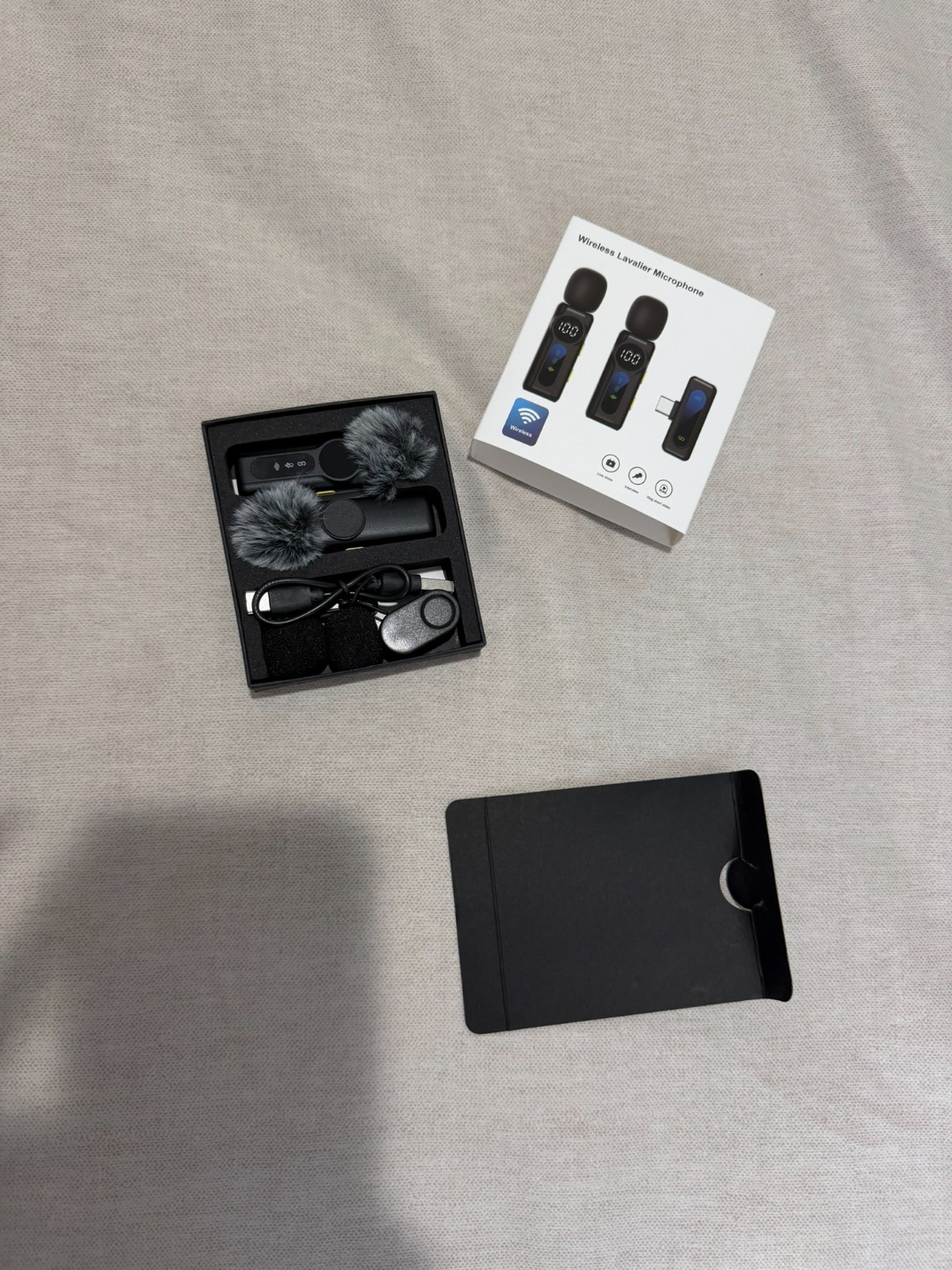 Wireless Lavalier Microphone Set with Noise Reduction & Wind Muffs for iPhone