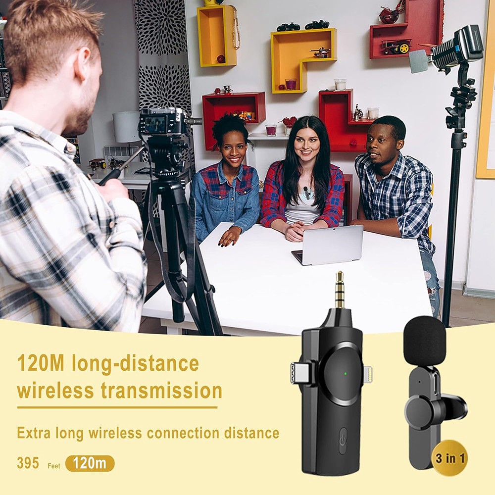 3.5mm Mini Wireless Lavalier Microphone for Audio Video Recording Android iPhone