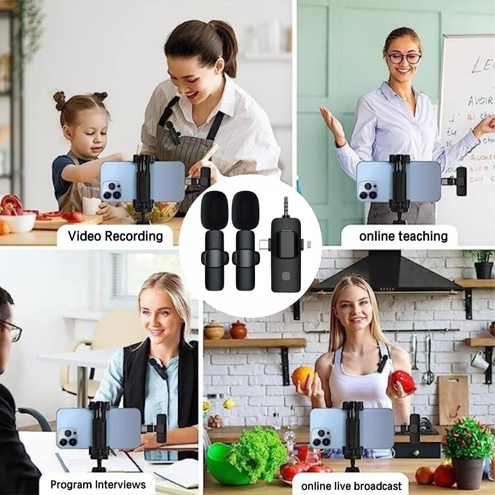 Lavalier Wireless Microphone Audio Video Recording Mini Mic For Android/iphone