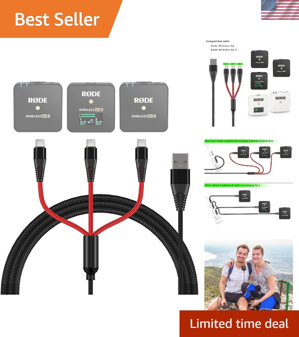 Durable 3-in-1 USB Type C Cable for Fast Charging Rode Microphone Systems