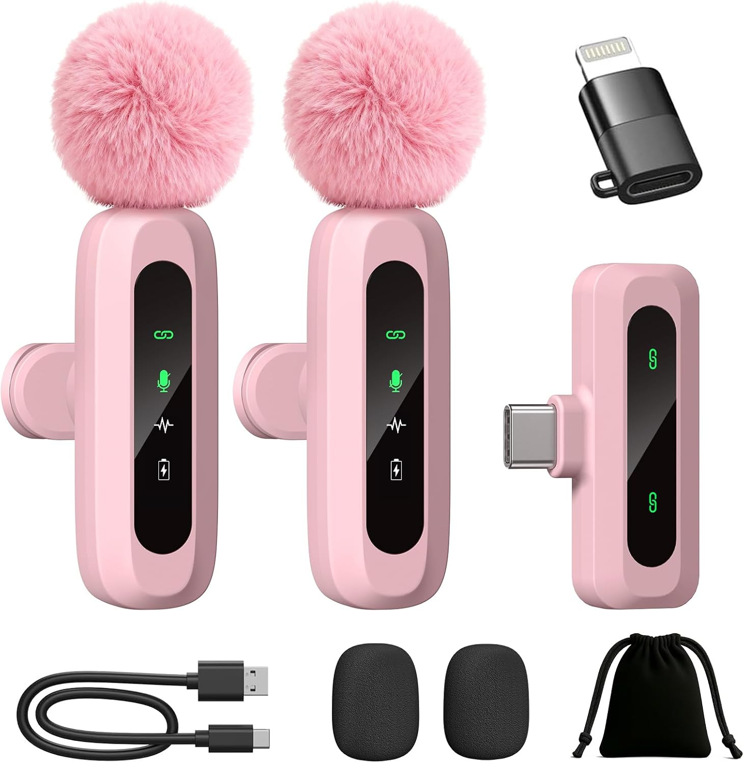 Upgraded Mini Microphone for Iphone Android/Ipad PC with LED Display, Wireless