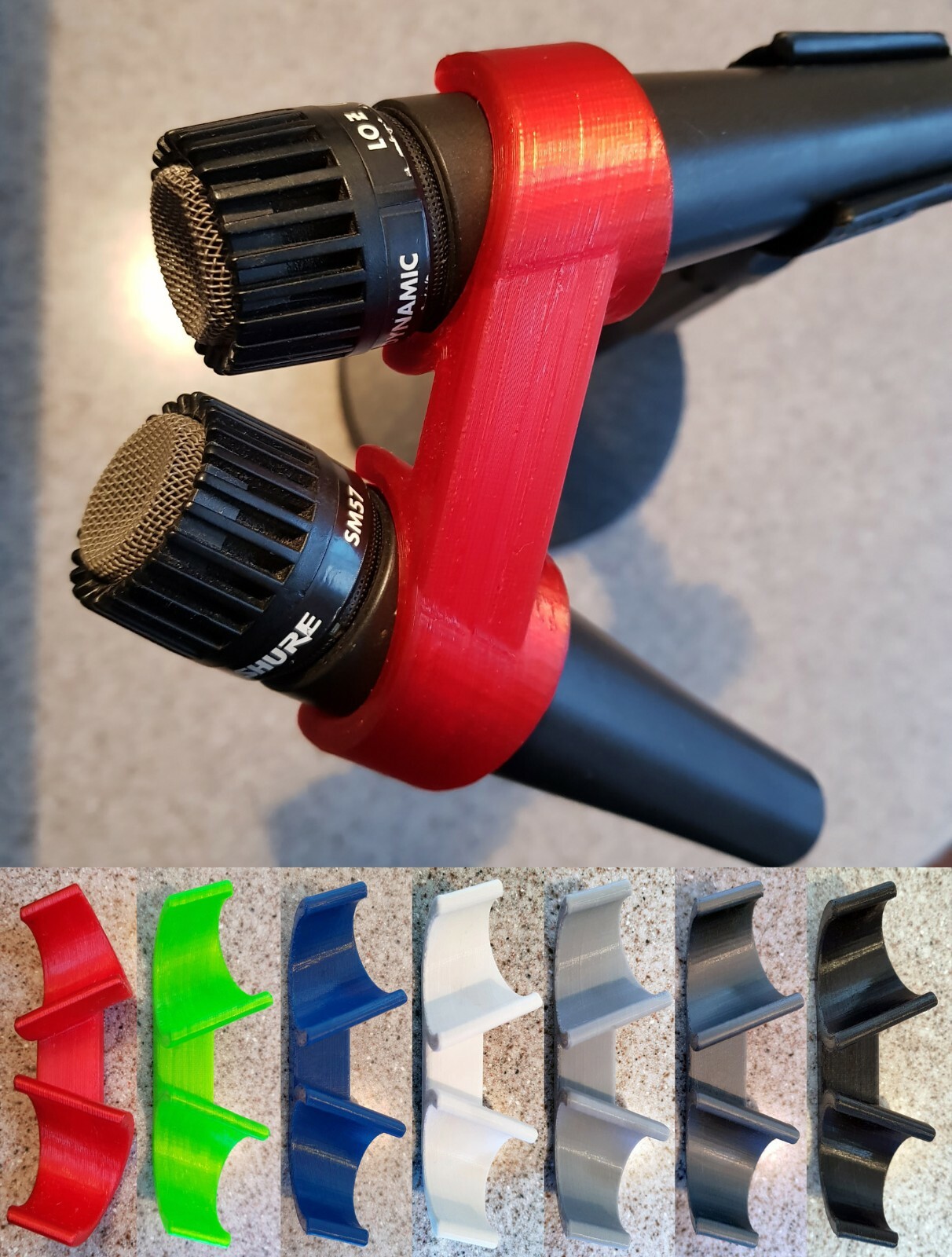Fredman Technique 55° Double Shure SM57 Microphone/mic clip for studio recording