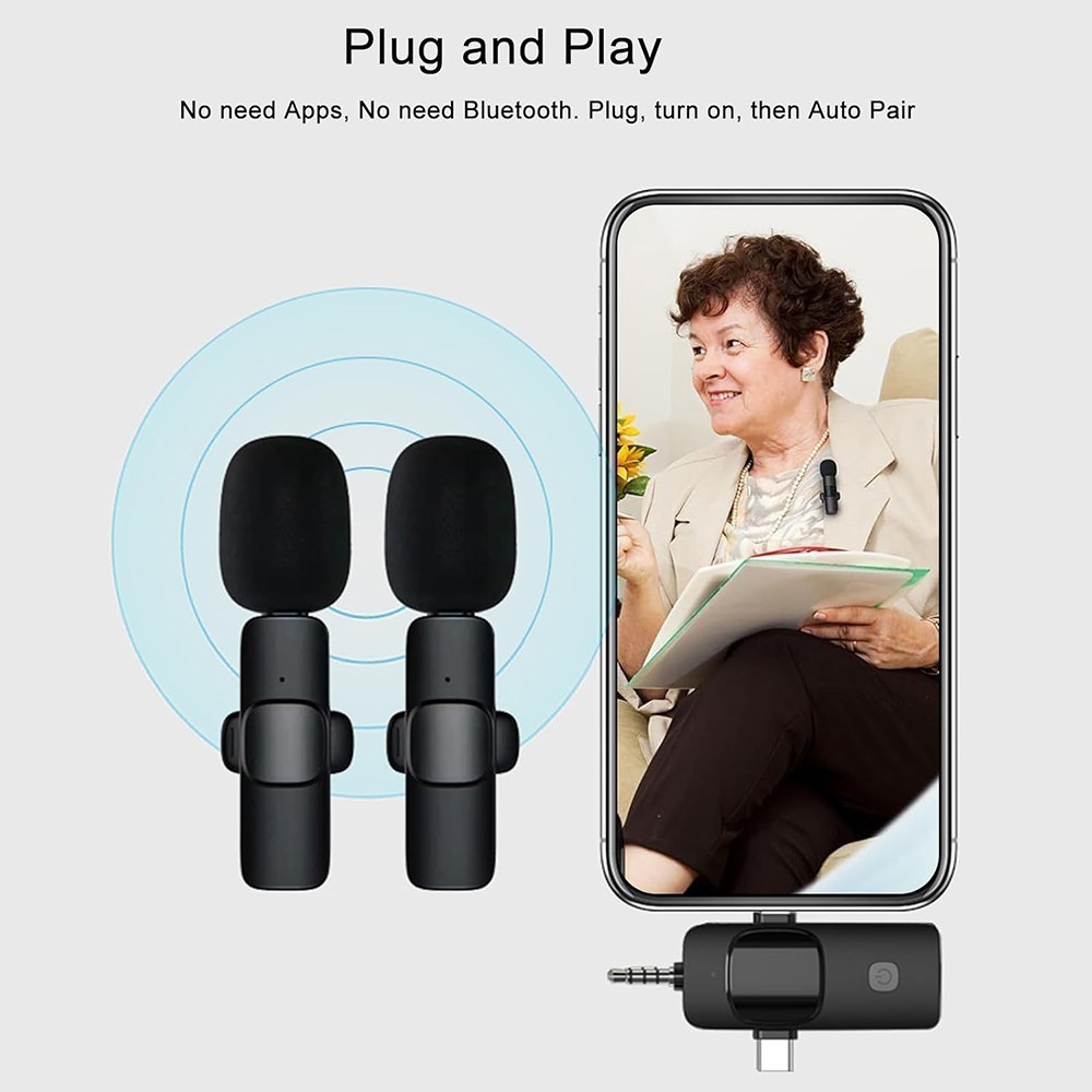 3.5mm Mini Lavalier Wireless Microphone Audio Video Recording For Android/iphone