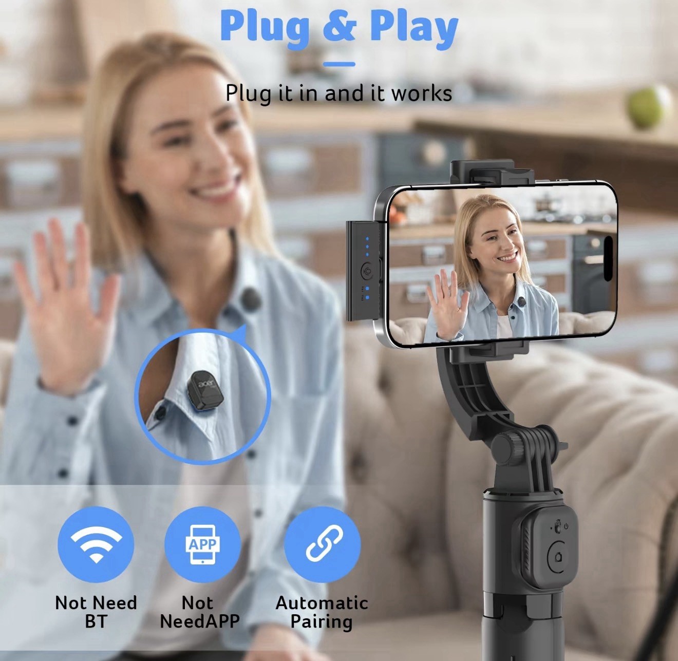Wireless Lavalier Microphone for iPhone/Android/PC/Laptop Portable Mini Clip …