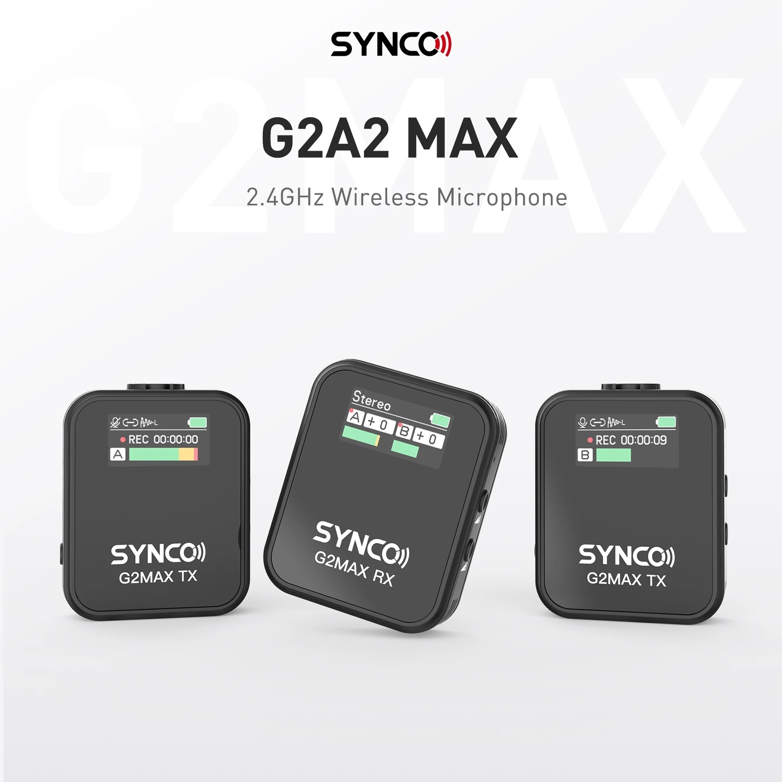 Synco G2A2 MAX 2.4GHz Wireless Lavalier Microphone 2 Transmitter and 1 Reicever