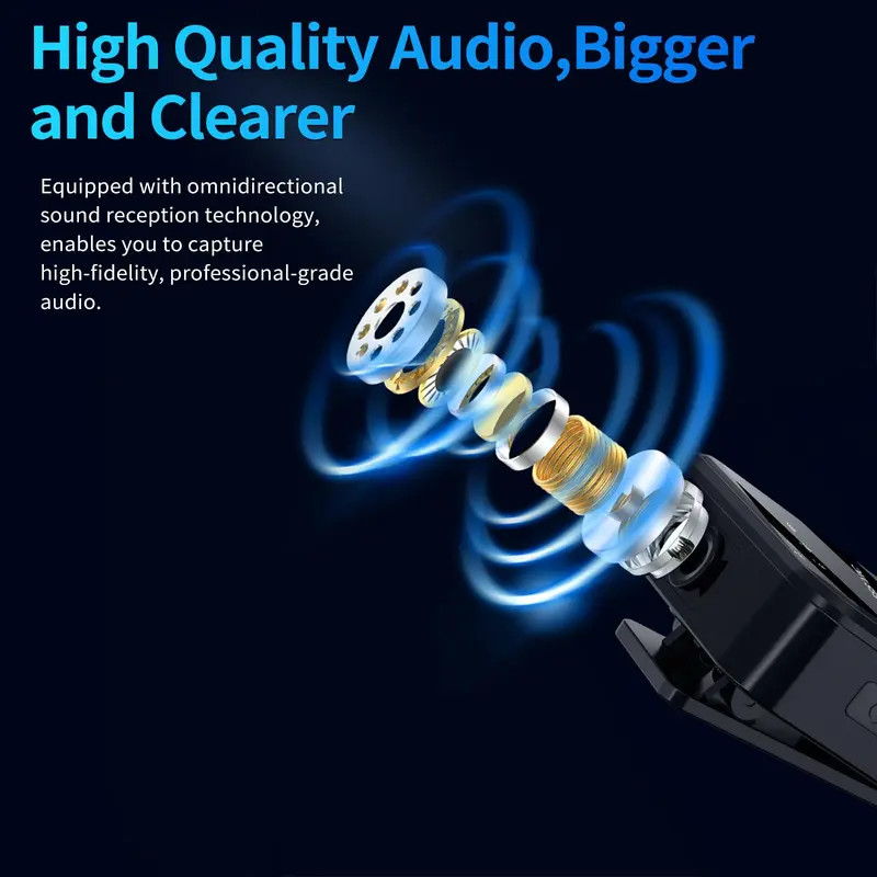 3 in 1 Microphone for iPhone/Android/Camera, Wireless Lavalier Microphone, 328ft