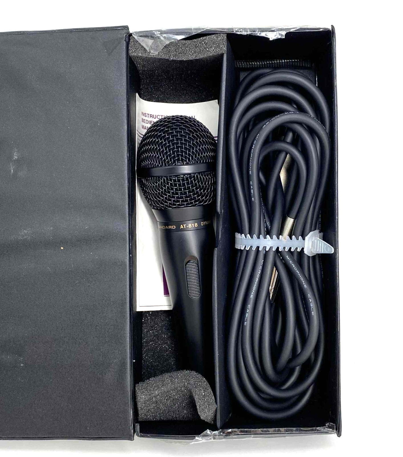 Standard AT-818 Dynamic Microphone Japan Vintage Mic w/ XLR Cable & Case EX