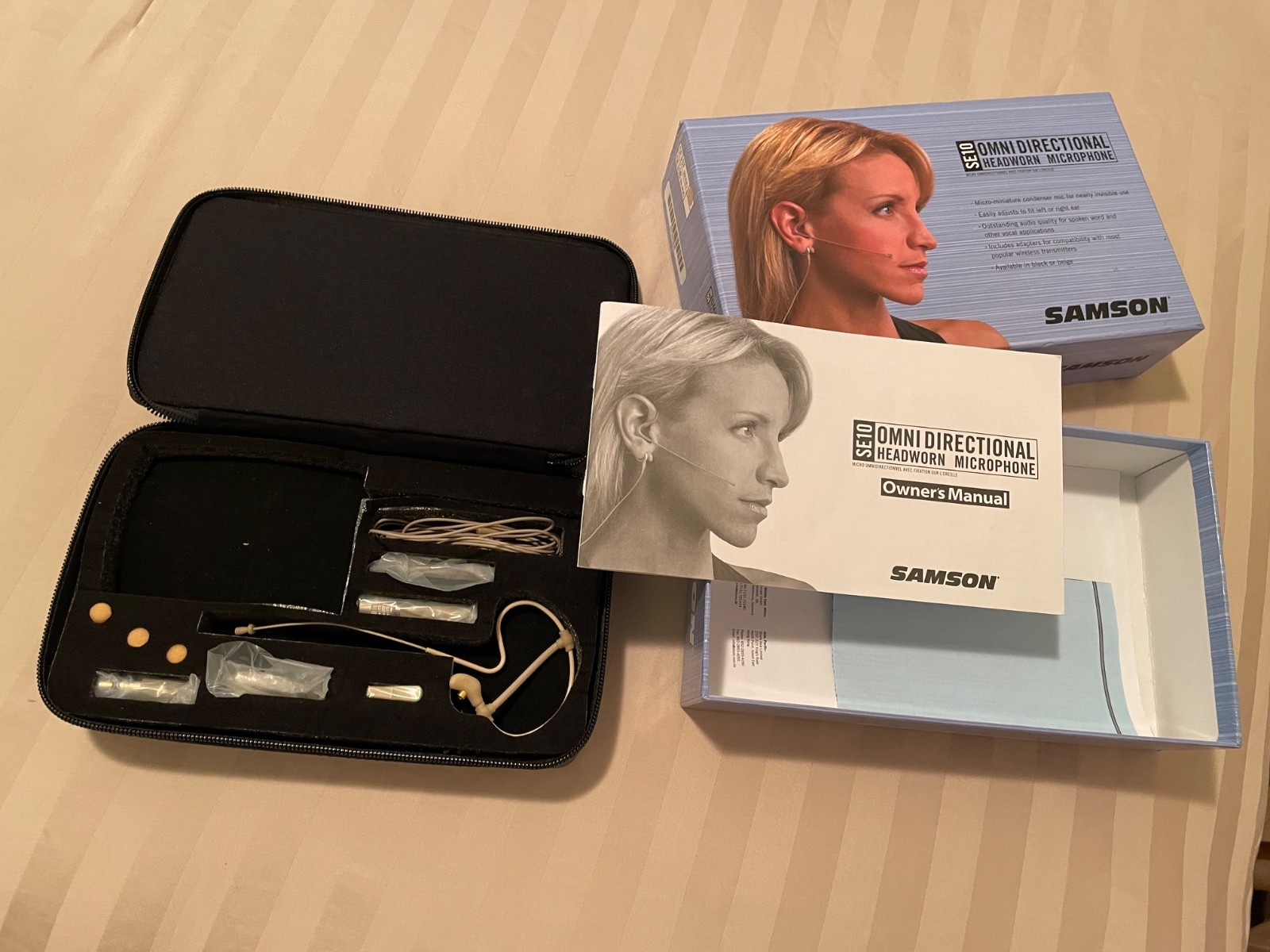 Samson SE10 Earset Headset Microphone Complete Kit w/ 4 Adapters, Case & Box