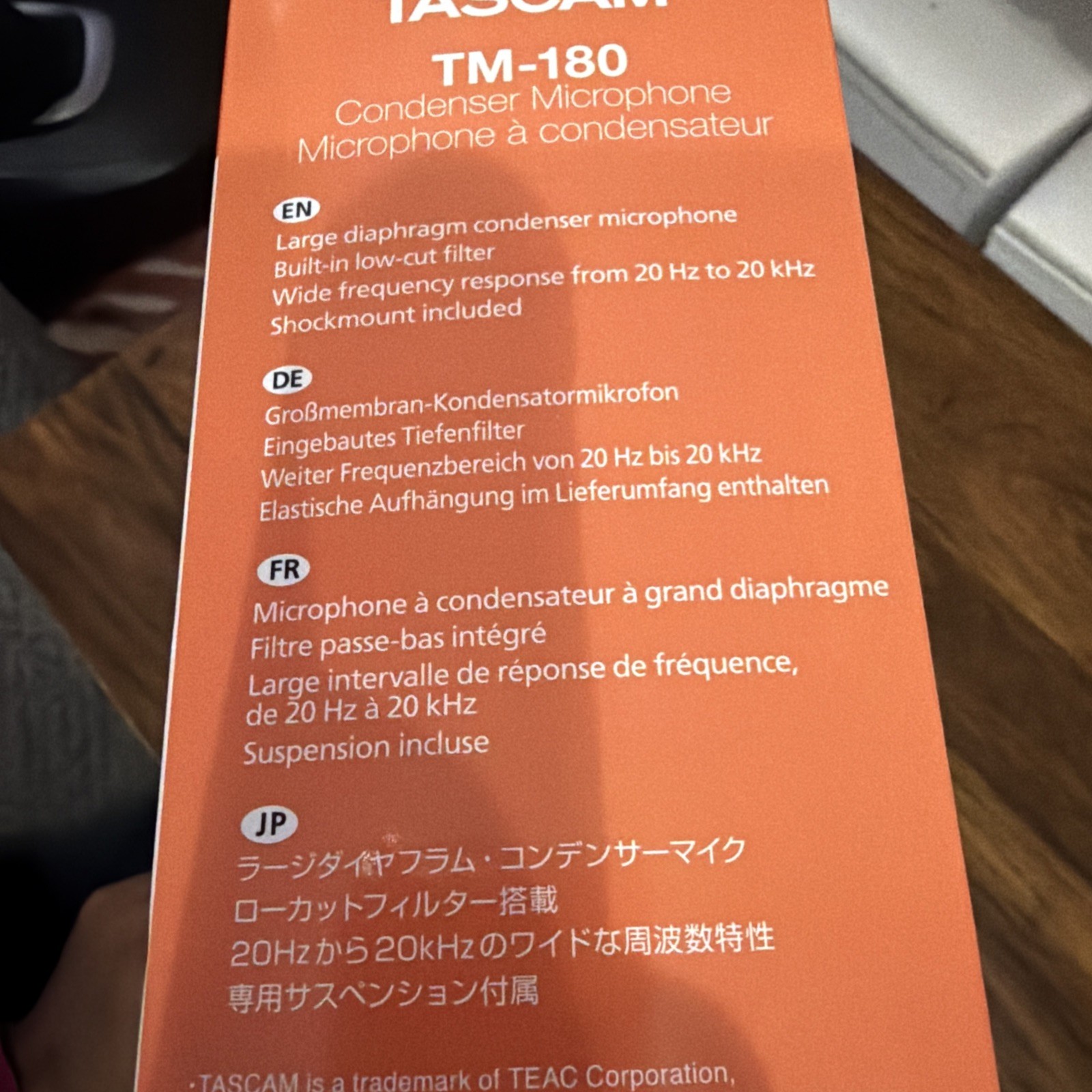 TASCAM TM-180 Studio Condenser Microphone. New Sealed In Box. Free Shipping