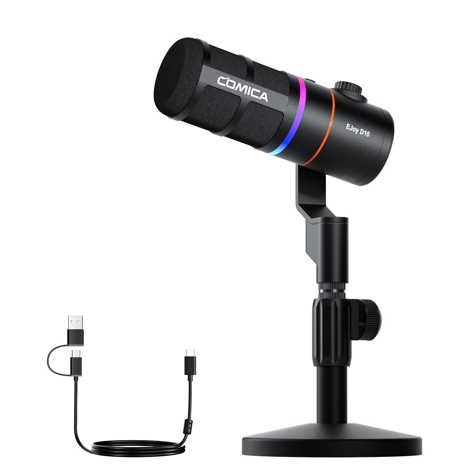 EJoy D10(D) USB Gaming Microphone – RGB Dynamic Mic with Noise Cancellation, …