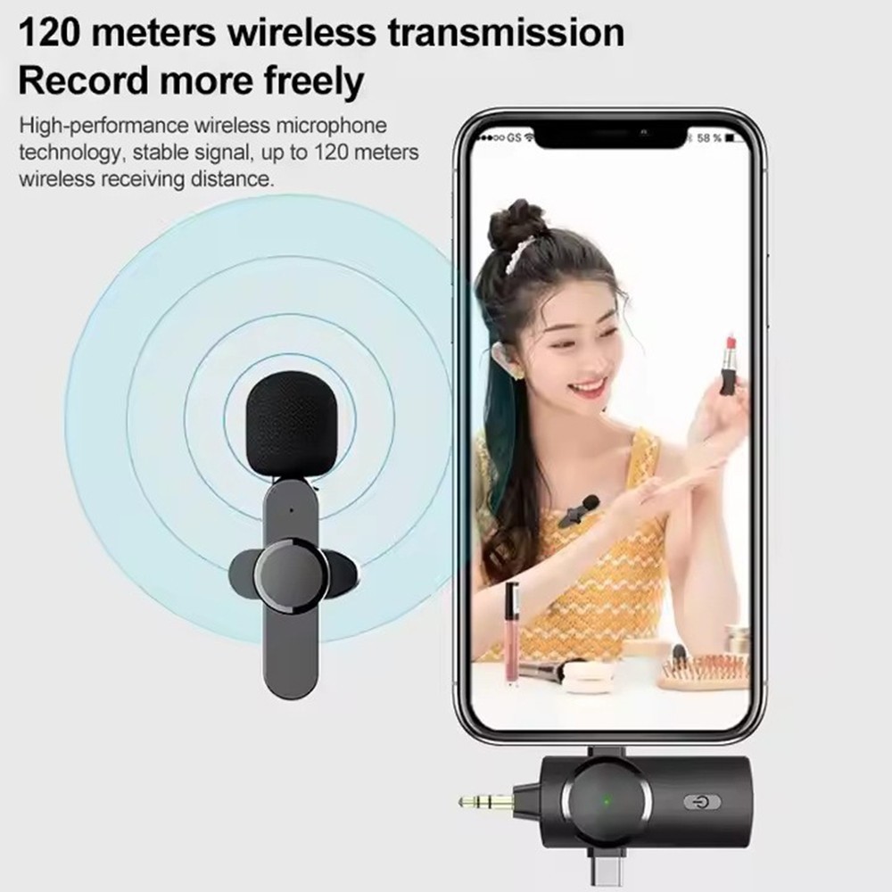 3.5mm Mini Lavalier Wireless Microphone Audio Video Recording For Android/iphone