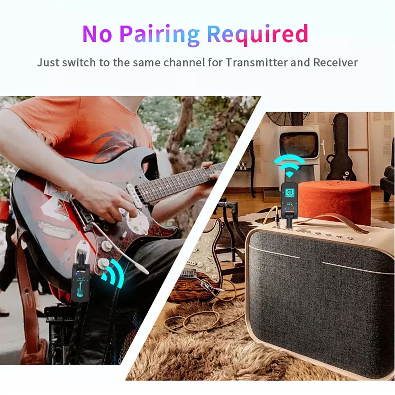 2.4G Wireless Guitar Rechargeable Transmitter And Receiver 2 Hours Fully Change