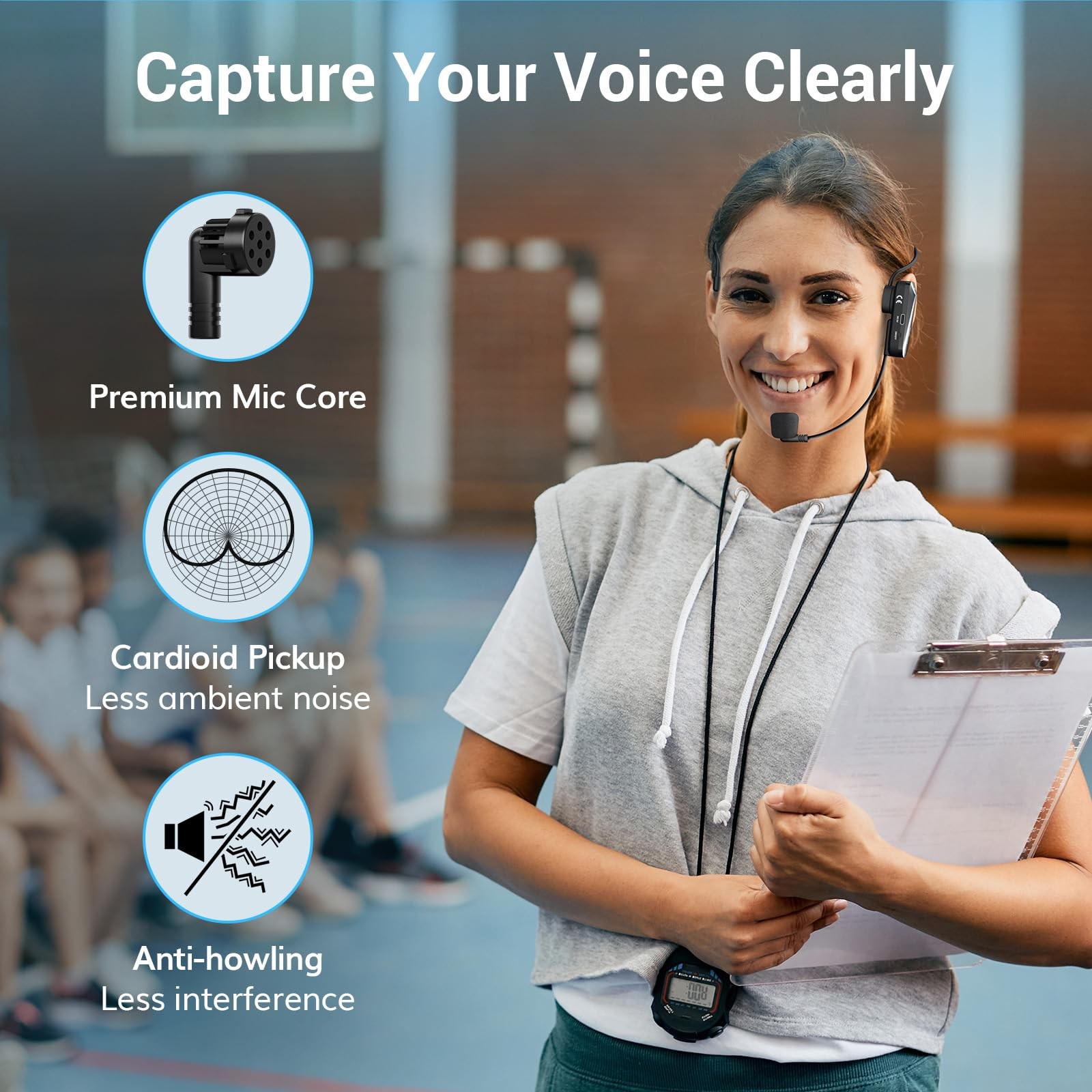 Wireless Headset Microphone, UHF Microphone Headset System, Head Handheld Mic…