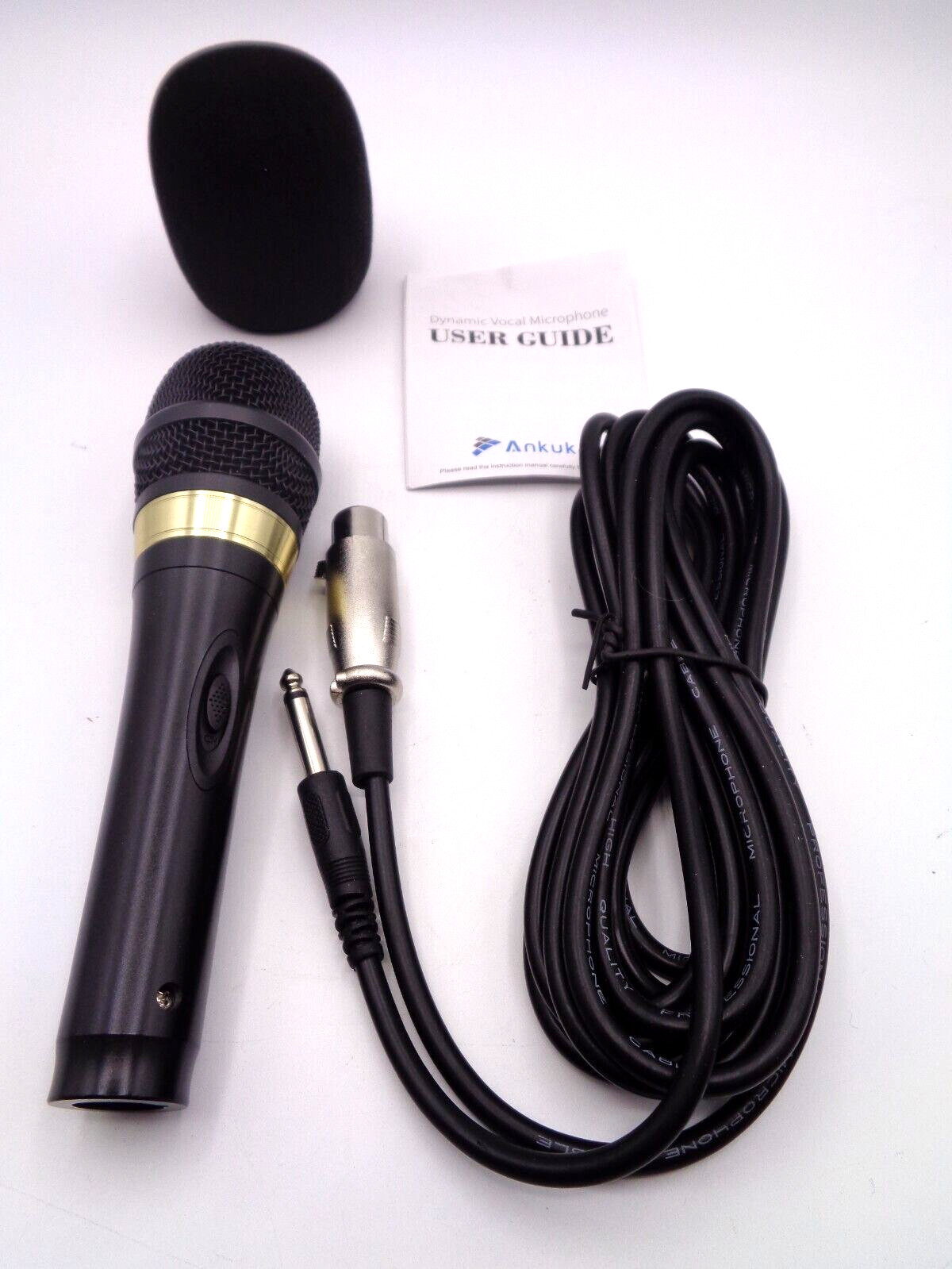 Ankuka Dynamic Vocal Karaoke Microphone 6.35mm XLR Cable for Audio Connection