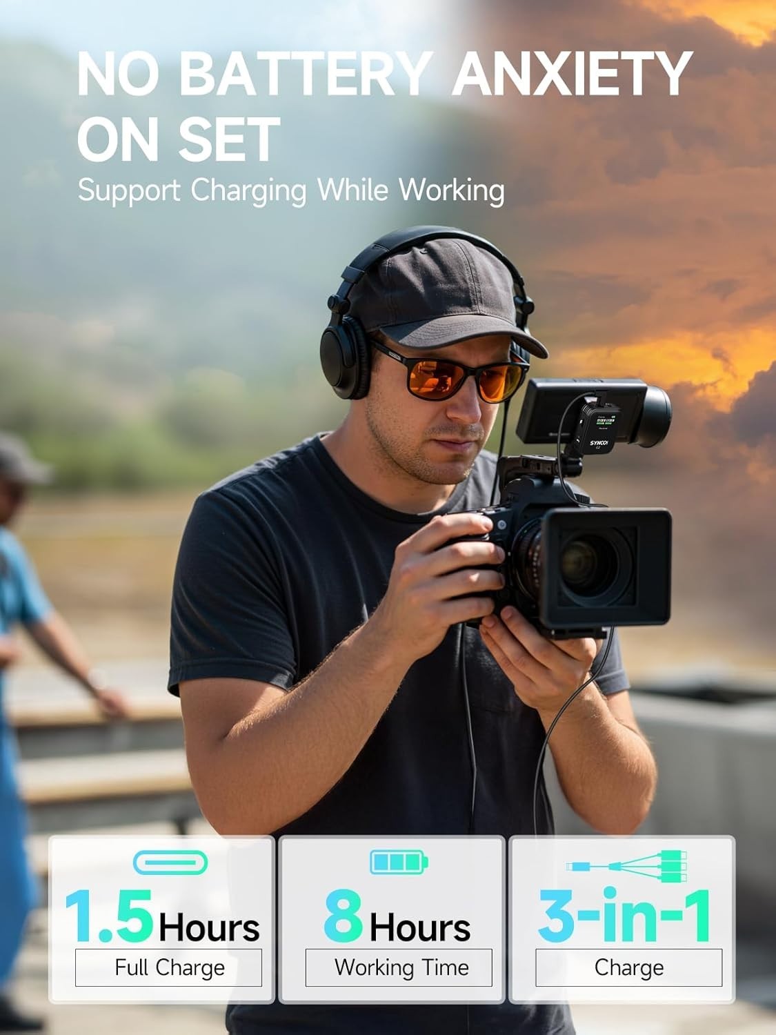 SYNCO G2(A2) Wireless Lavalier Microphone 2.4G Dual Transmitter For Camera Vlog