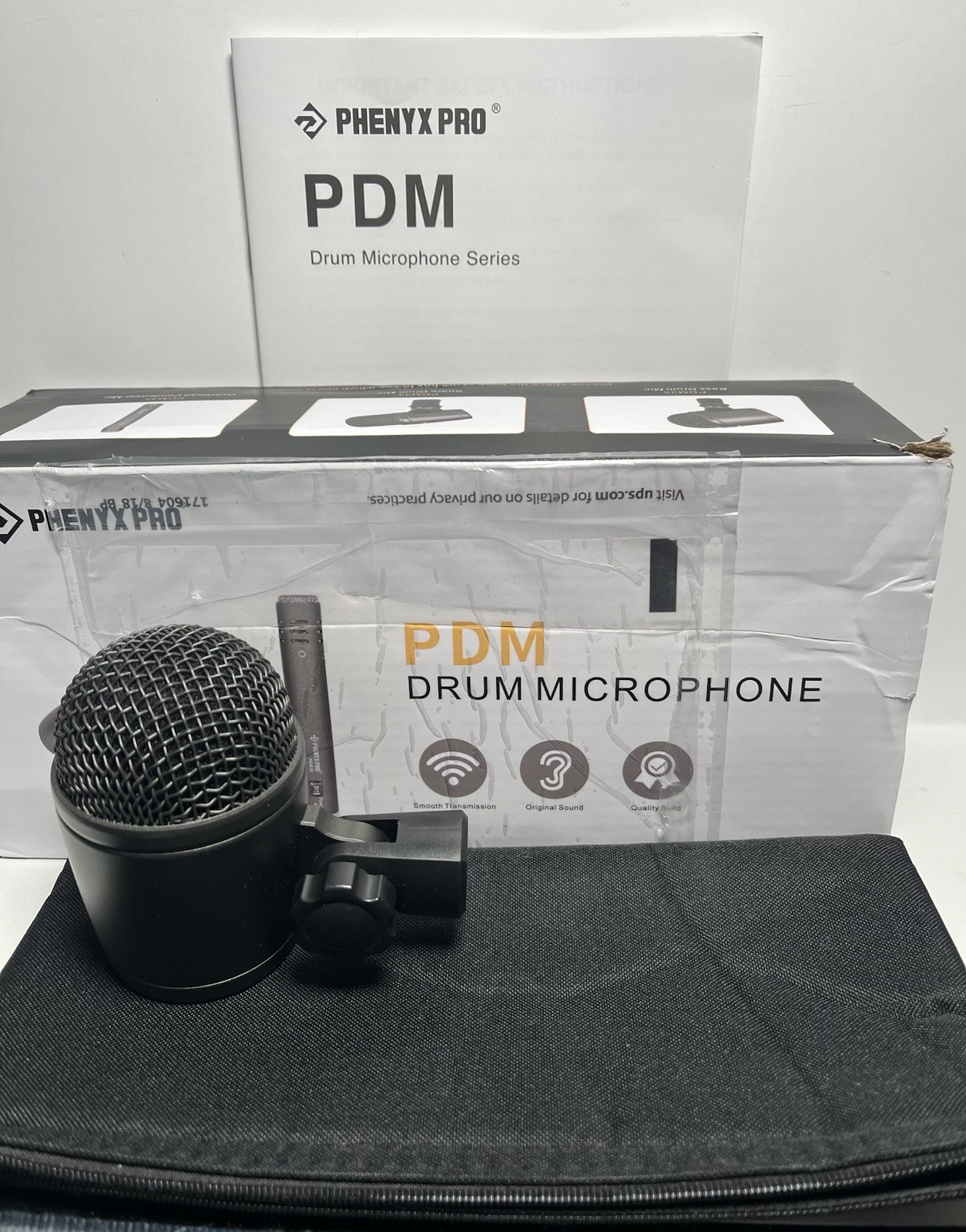 Phenyx Pro PDM33 Kick Drum Microphone, Cardioid Dynamic Mic wLocking Stand Adptr