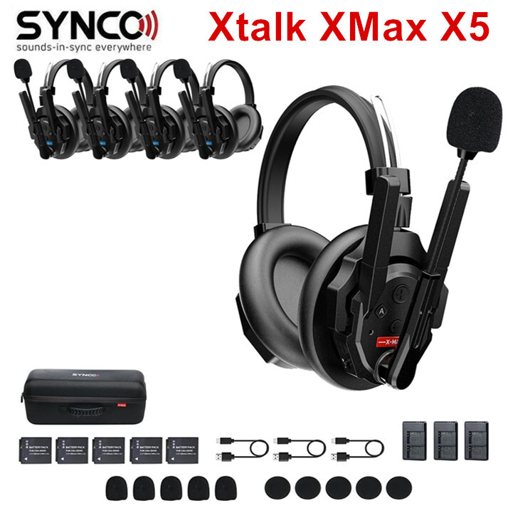 SYNCO XTalk XMax5 X5 2.4g Full-Duplex Wireless Intercom Headset System 5-Person