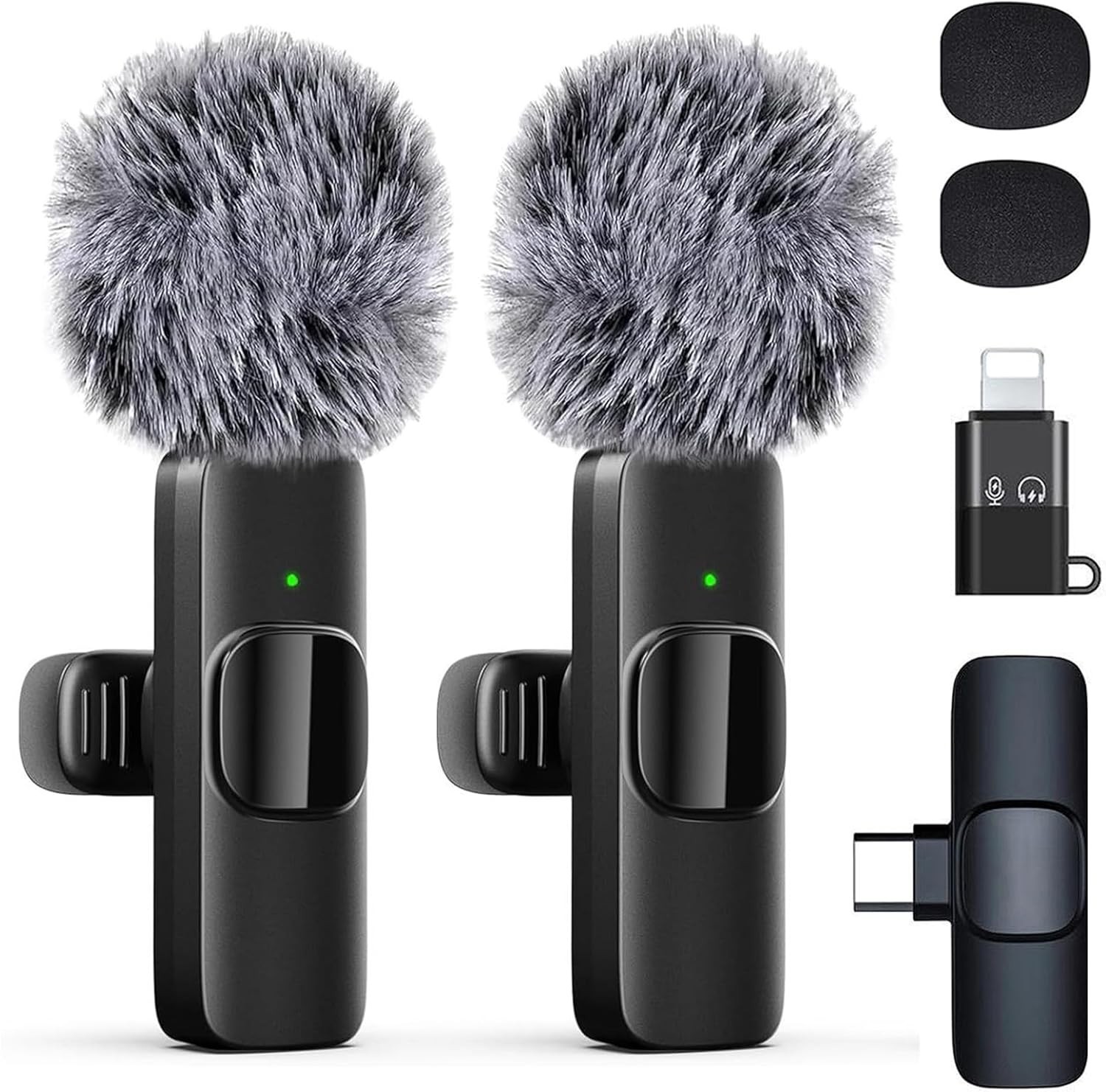 Wireless Microphone For Podcast ASMR TikTok Clip On Mic 2Pack..